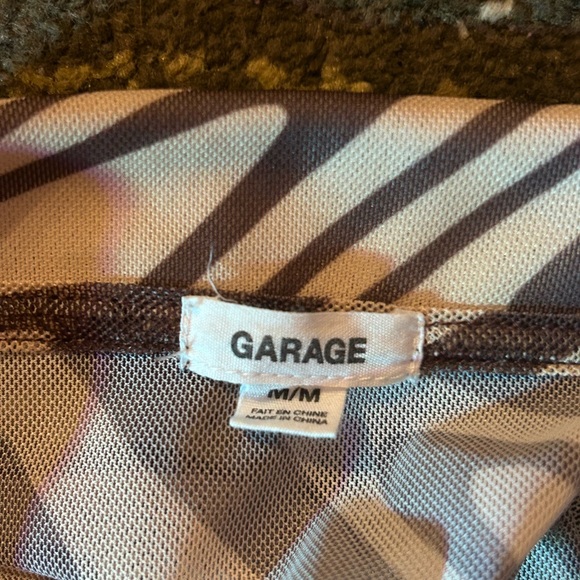 Light + dark brown zebra print see-through mesh trippy button up collared shirt - Picture 5 of 5